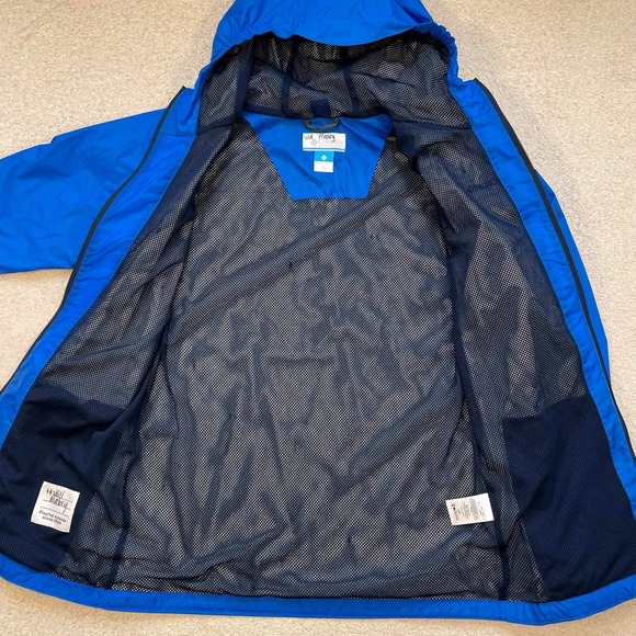 Columbia XL Omni-Tech Rain Jacket Blue Hooded Waterproof Shell Zip Up - Picture 7 of 12